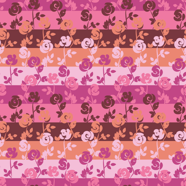 无缝向量条纹图案与玫瑰花在深浅的粉红色图片下载