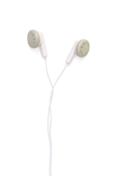 白色耳机隔离在白色背景与剪切路径图片下载