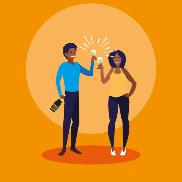 情侣快乐庆祝派对头像人物图片下载