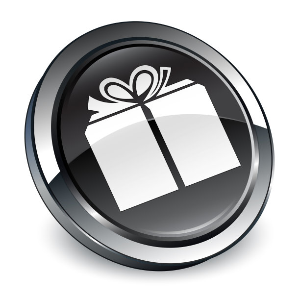 礼盒图标3d黑色圆形按钮图片下载