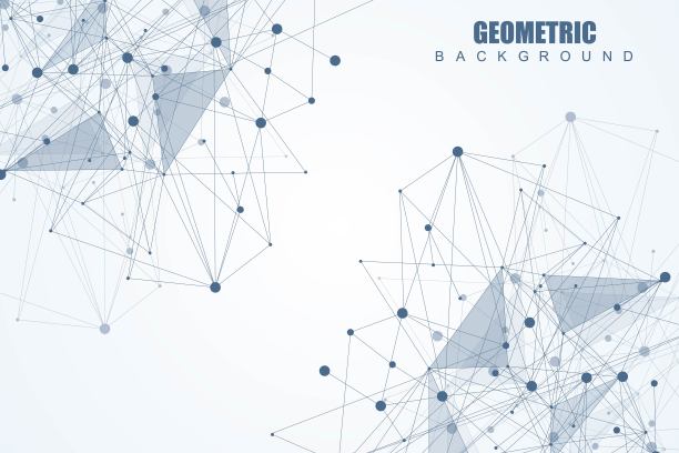 大数据可视化背景。现代未来虚拟抽象背景。科学网络格局，连接线与点。全局网络连接向量。图片下载