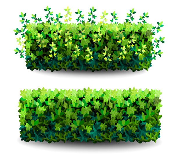 布什花园。绿色的花园植被灌木图标。图片下载