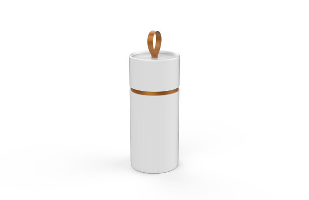 在孤立的白色背景上的圆形容器纸箱模拟模板，为您的设计演示做好准备，3d插图图片下载