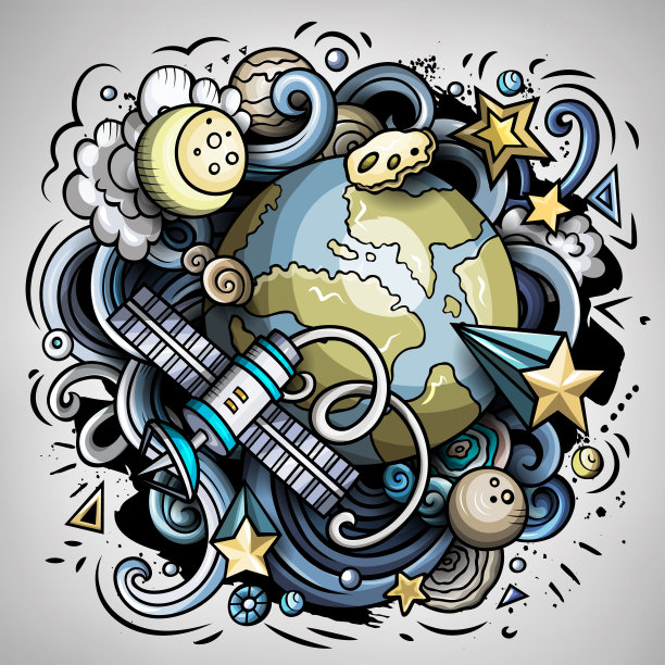 卡通矢量涂鸦空间插图图片下载