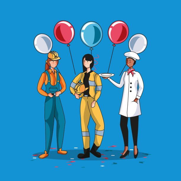 五一劳动节同工友们一起贴上快乐的标签图片下载