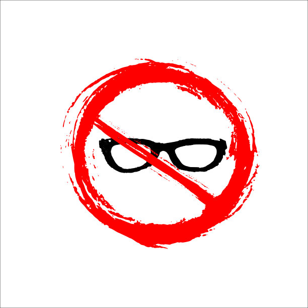禁止标志和手绘眼镜-垃圾图片下载