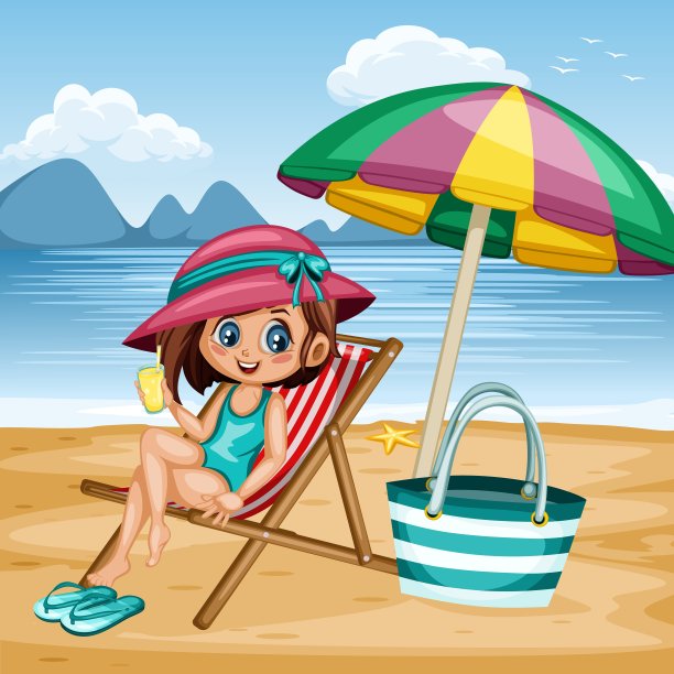 女孩海滩图片下载