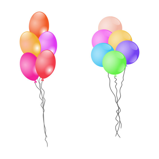 彩色气球孤立在白色背景。矢量图图片下载