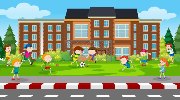 活泼的孩子在户外玩耍图片下载