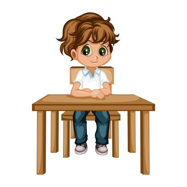 男孩坐课桌学校图片下载
