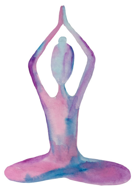 一个男人在练习体式。冥想和放松。抽象水彩插图在淡紫色图片下载