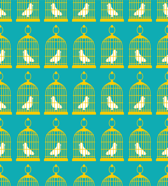 鸟笼图案无缝衔接。向量的背景图片下载