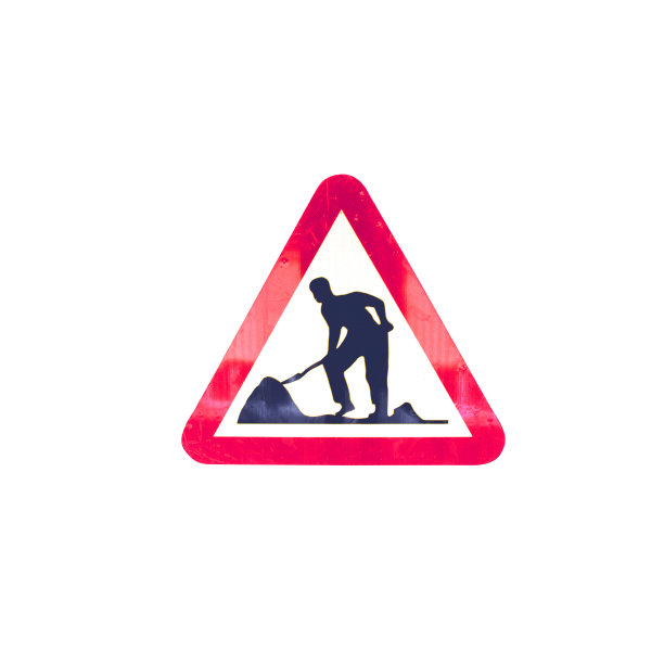 标志道路维修隔离在白色背景。沥青修复迹象。施工标志图片下载