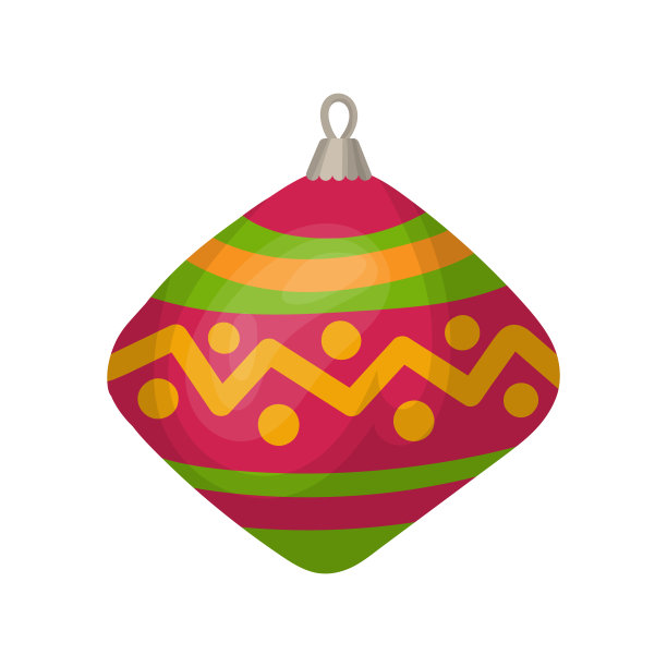 圣诞和新年树玩具图标在卡通和扁平的风格。孤立的对象。矢量插图。图片下载