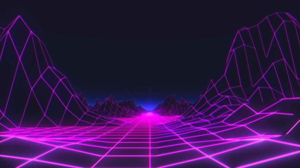 复古未来主义背景80年代风格。三维演示图片下载