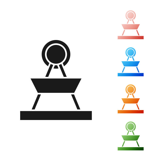 黑色吸引旋转木马图标孤立的白色背景。游乐园。儿童娱乐游乐场、游憩公园。设置图标丰富多彩。矢量图图片下载