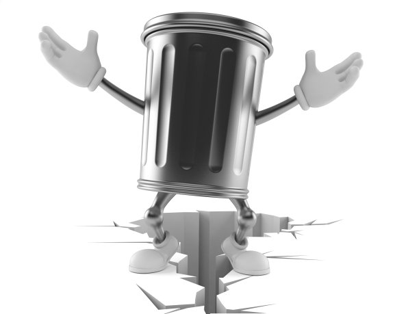 垃圾桶人物站在龟裂的地面上图片下载