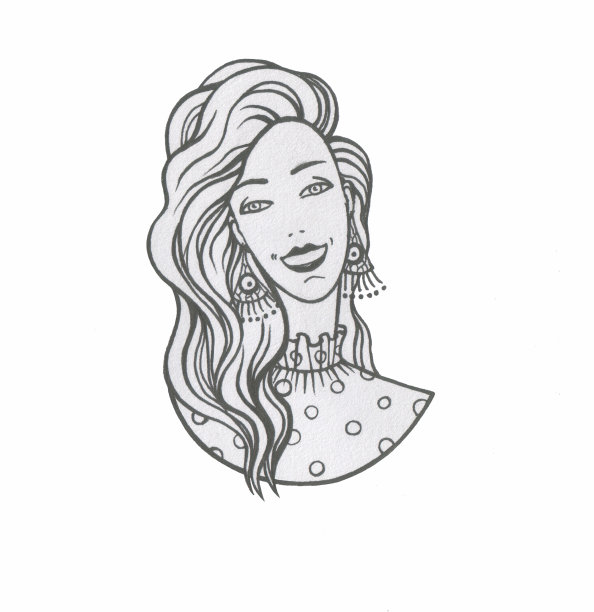 微笑的美丽。迷人的女性肖像。长发的女士。可爱的脸。图片下载