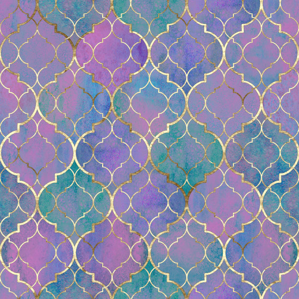 水彩抽象几何无缝图案。阿拉伯的瓷砖。万花筒效果。水彩复古马赛克纹理图片下载