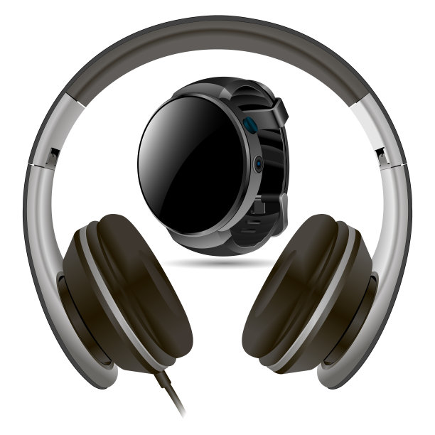 耳机和智能手表隔离。矢量空图片下载