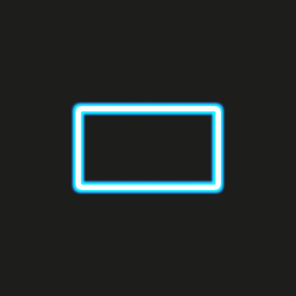 抽象矩形蓝色氖气框架，矢量插图，孤立在黑色背景图片下载