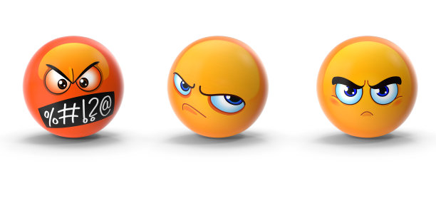 可爱的3D表情包三种情绪对抗白色图片下载