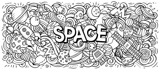 卡通可爱的涂鸦空间字图片下载