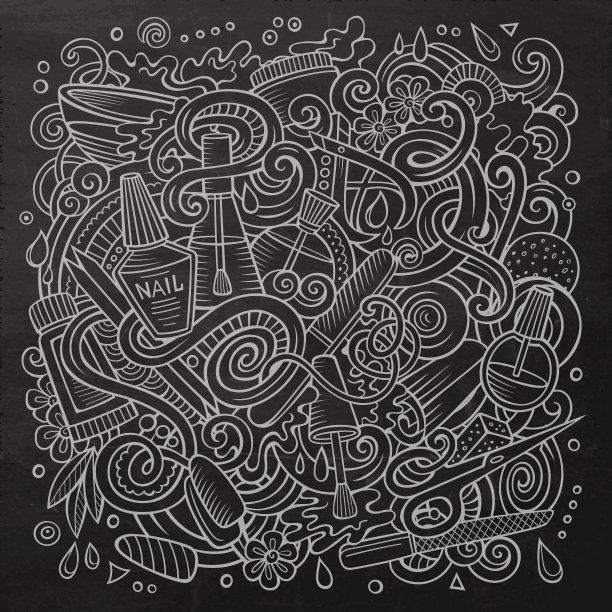 卡通涂鸦美甲沙龙插图图片下载