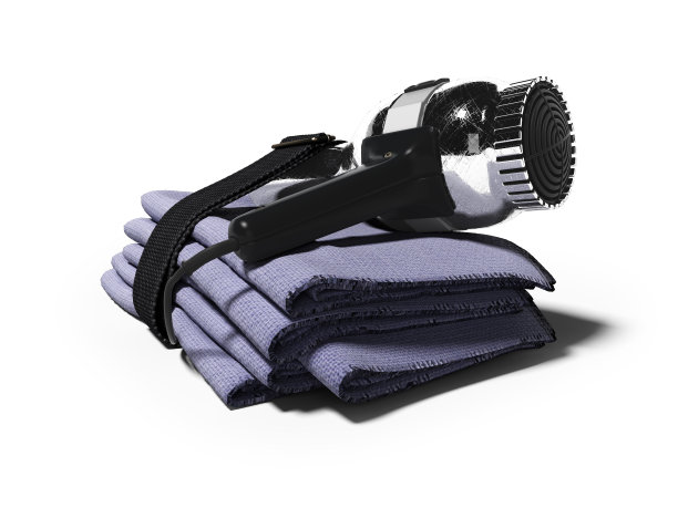 设置在酒店干燥吹风机毛巾3d渲染在白色背景与阴影图片下载