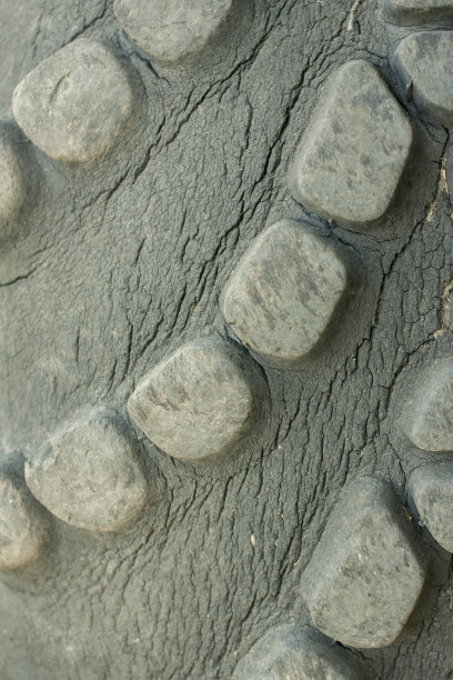 车轮踏面。橡胶轮表面的详细平面图。图片下载