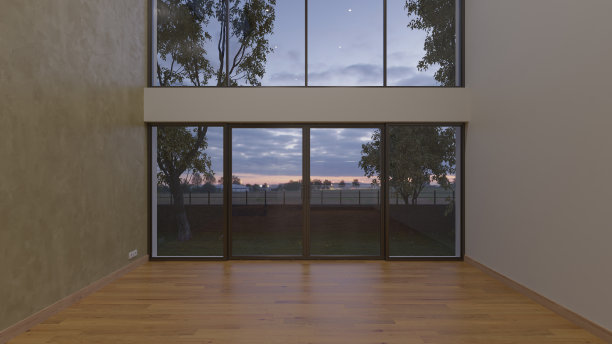 空旷的走廊与前院在日落图片下载