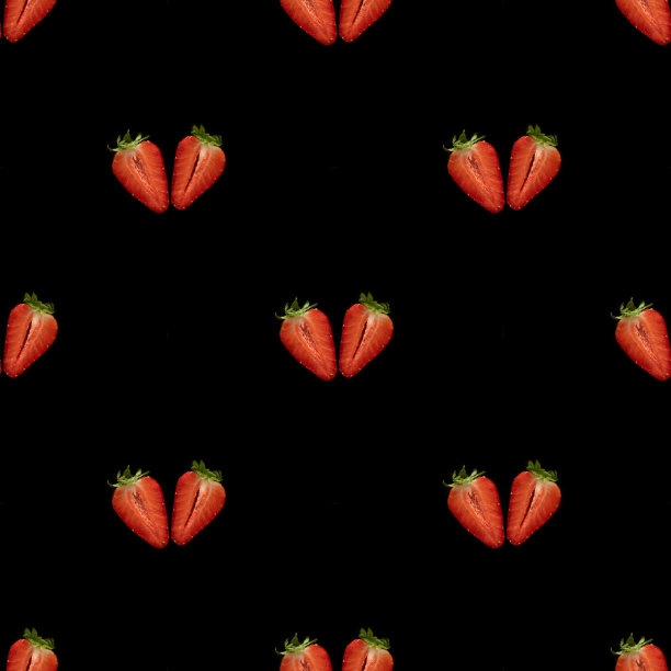 草莓无缝模式。浆果图案上的黑色背景。前视图。原始的简约食物概念。夏季模式图片下载