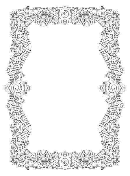 有眼睛形状和螺旋形状的线性边框图片下载