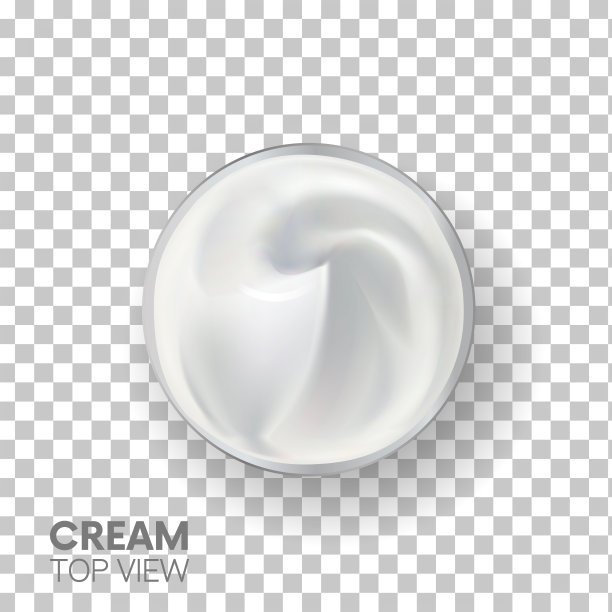 现实奶油顶部视图。特殊的3d效果。用于皮肤的白色化妆品隔离在透明背景。纹理。矢量图片下载