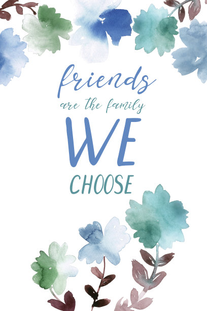 友谊报价艺术印刷。朋友是我们选择的家庭。图片下载