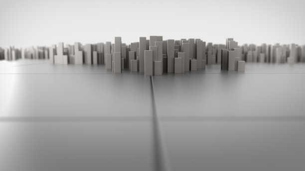 抽象城市的盒子，城市的建筑背景。3 d渲染。图片下载