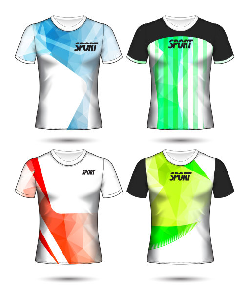 一套足球或足球球衣模板t恤风格，设计你的足球俱乐部矢量插图图片下载
