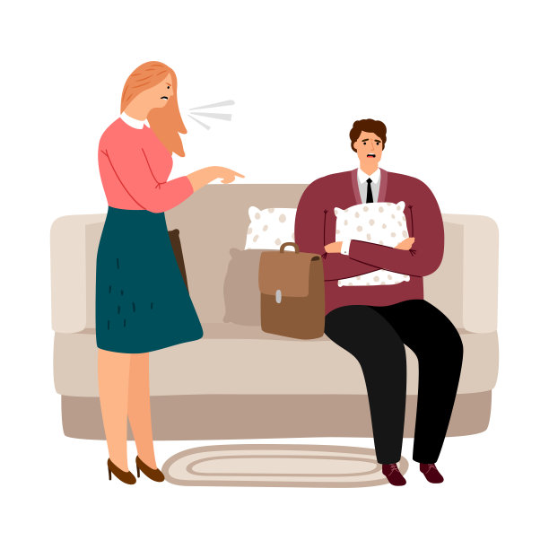 女人对男人尖叫。家庭暴力，虐待矢量概念图片下载