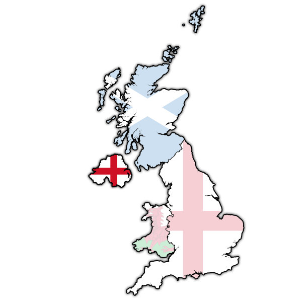 英国地图上的北爱尔兰国旗图片下载