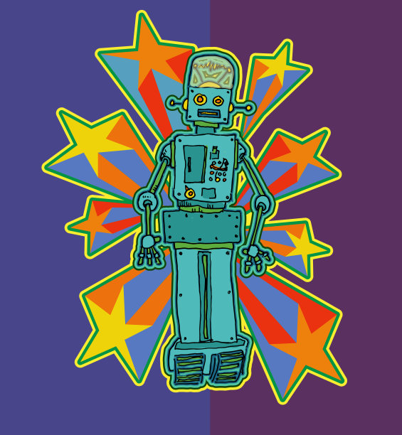 蓝色星星机器人图片下载