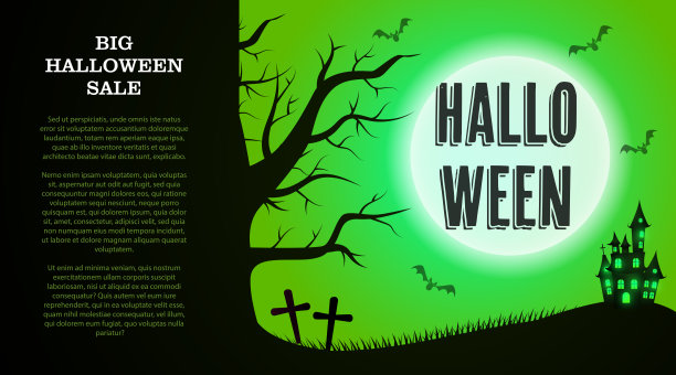 万圣节，大减价，还有墓地和月亮图片下载