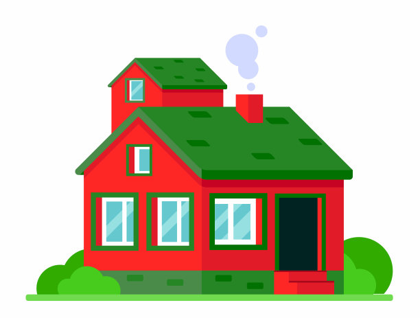 卡通的两层红房子图片下载