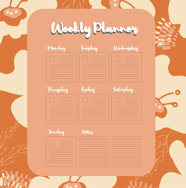 回到学校的每周计划。图片下载