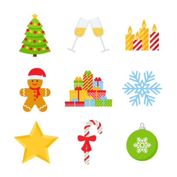 圣诞冬季图标集。矢量插图在平面设计。图片下载