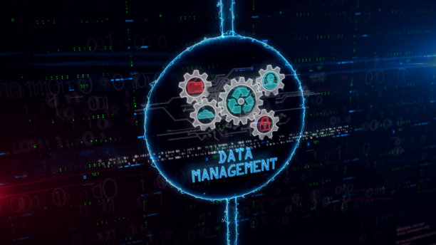 电子圈中的数据管理符号全息图图片下载