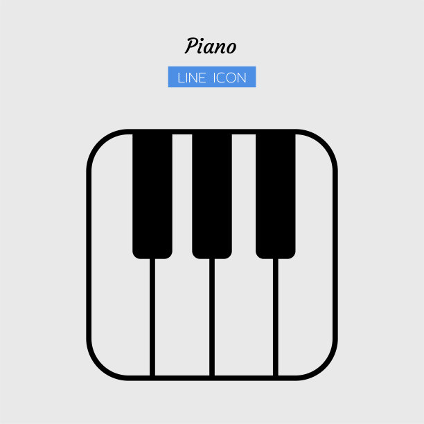 线条图标符号，音乐设备中的广场，钢琴，孤立的平面轮廓矢量设计图片下载