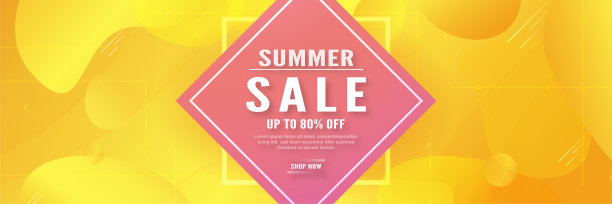 夏季的抽象背景。模板设计在长横幅风格与梯度的新趋势。矢量插图封面，折扣促销，广告。图片下载