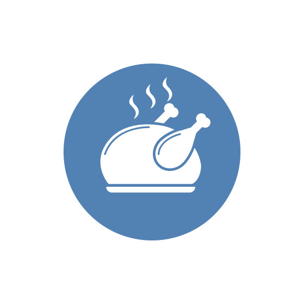 为感恩节准备的烤鸡或火鸡。矢量图标或符号。图片下载