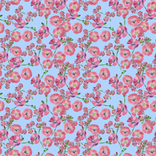 亚麻。花型纹理无缝。花背景，照片拼贴图片下载