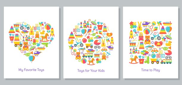 婴儿玩具卡片。矢量插图在平面设计。图片下载